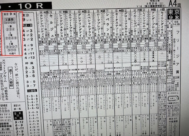 ゴールドラッシュ2021年2月20日東京9R競馬新聞