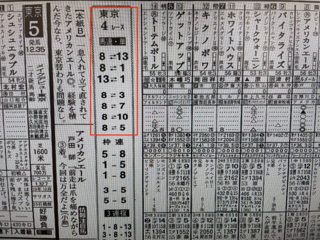 某有名競馬新聞A社の2021年6月19日の東京4Rの予想。