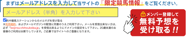 的中競馬ステーションの登録フォーム