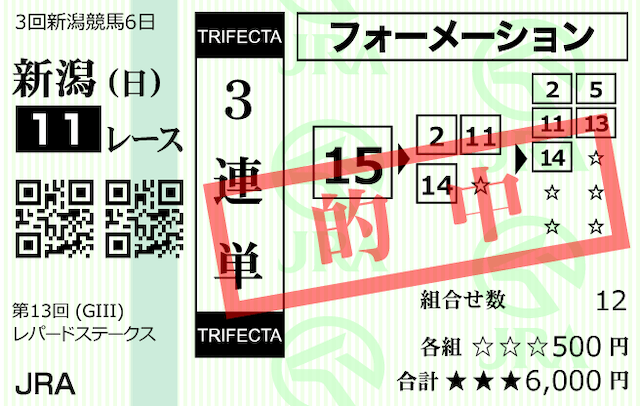 2021年8月8日新潟11R的中馬券