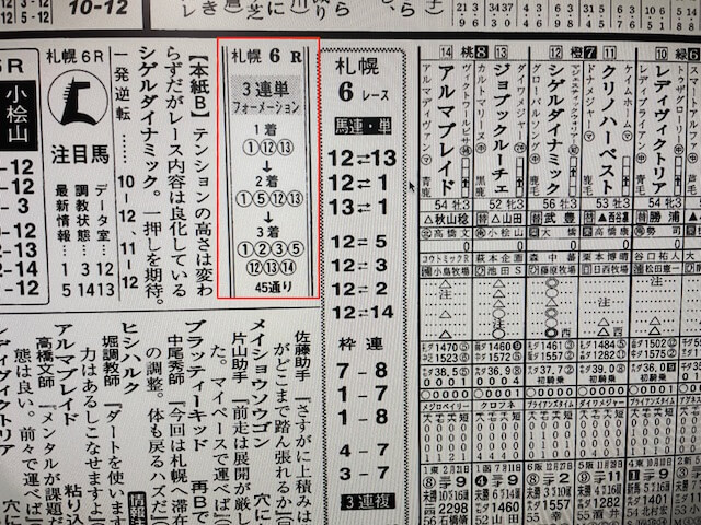 某有名競馬新聞A社の2021年8月29日の札幌6Rの予想