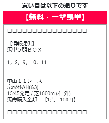 勝鞍河田ポイント買い目