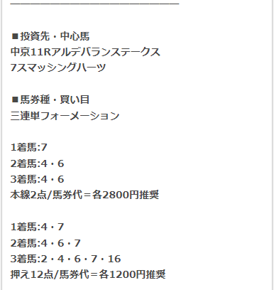 オールインワン競馬マルっと2月5日有料2レース目買い目