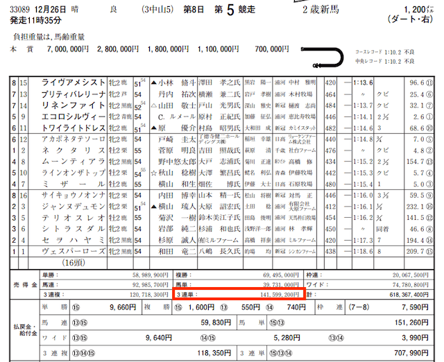 馬福神12月26日レース結果