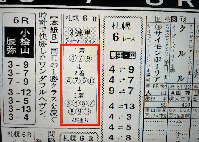 ウマスタイル2022年8月14日有料情報札幌6R某有名競馬新聞A社