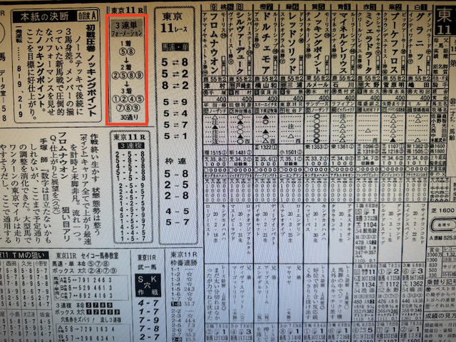 ヒットザマーク2022年10月8日東京11R某有名競馬新聞社予想
