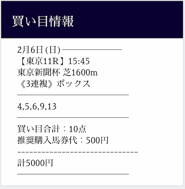 競馬学会2022年2月6日無料予想東京11R