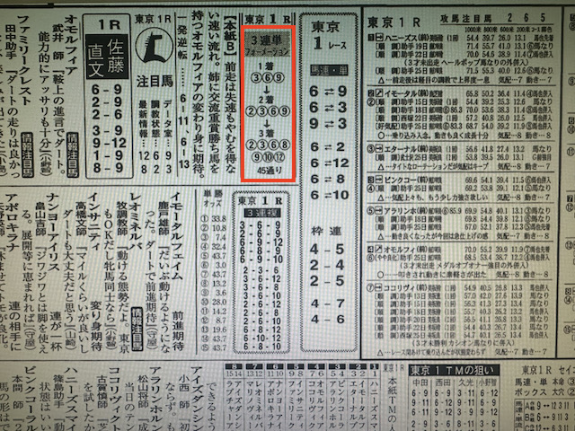 レープロ2022年5月28日東京1R某有名競馬新聞社予想