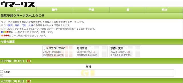 無料の競馬分析と予想を公開しているウマークス