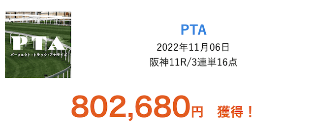 サラブレッド大学2022年11月6日『PTA』阪神11R的中実績