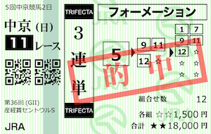 フヤセル2022年9月11日無料情報中京11R馬券