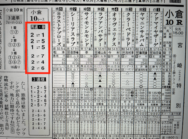 競馬RAINBOW2022年8月20日無料予想小倉10R某有名競馬新聞社