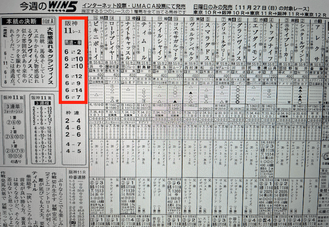 うまほー無料予想2022年11月26日阪神11R某有名競馬新聞