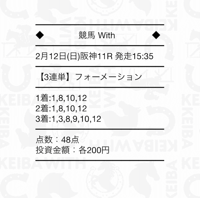 競馬with2023年2月12日無料情報阪神11R