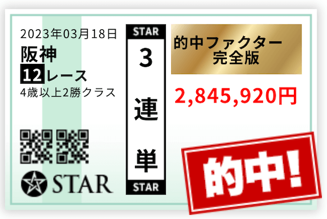 スター競馬的中実績2023年3月18日阪神12R