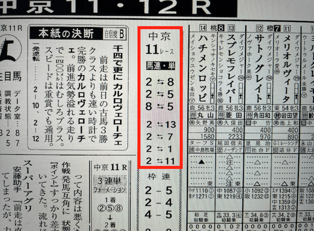 日刊競馬9の2023年3月18日無料情報中京11R某有名競馬新聞社A
