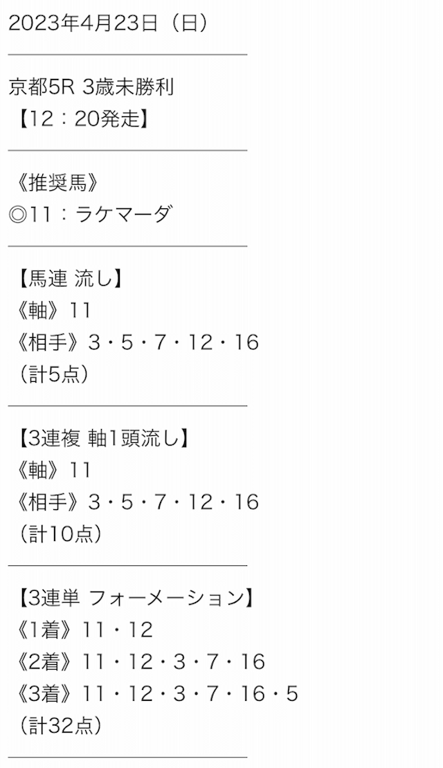 タイムマシン2023年4月23日無料情報京都5R