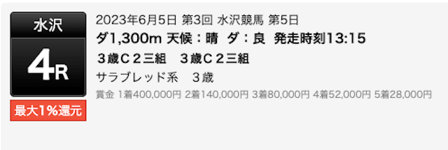 地方競馬クラス分け例レース