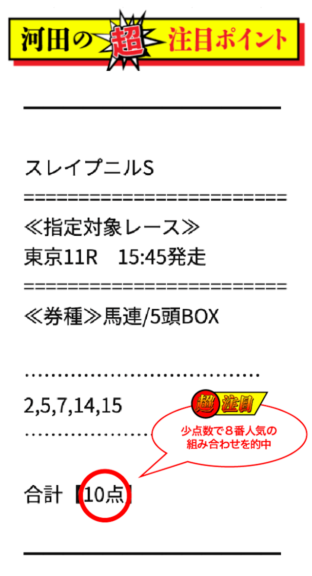 ドリーム競馬2023年6月17日東京11R河田ポイント