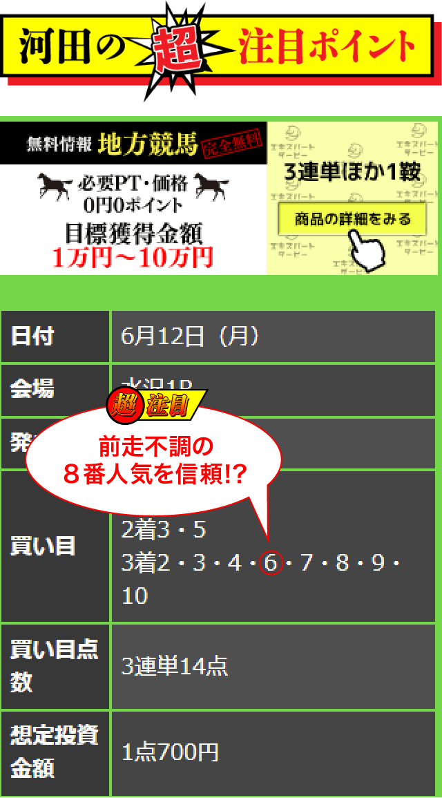 0612無料予想河田ポイント