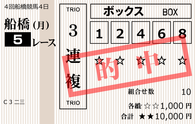 競馬のコトナラ0724的中馬券