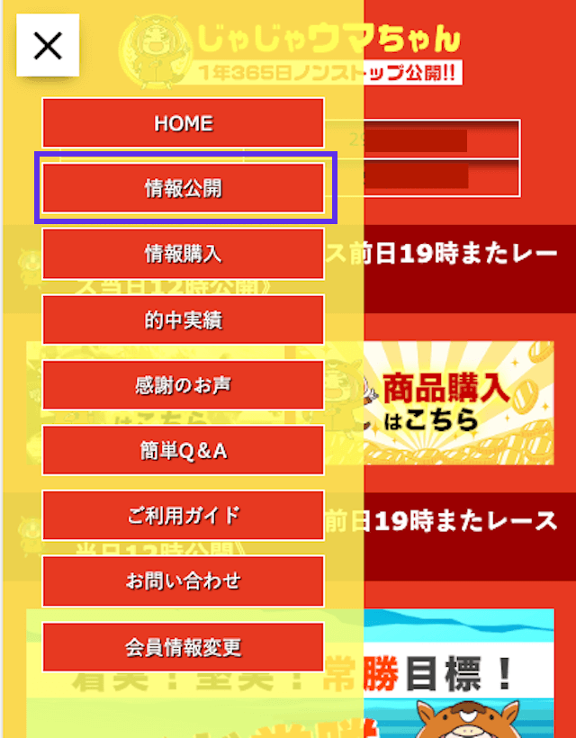 じゃじゃウマちゃん買い目の確認方法