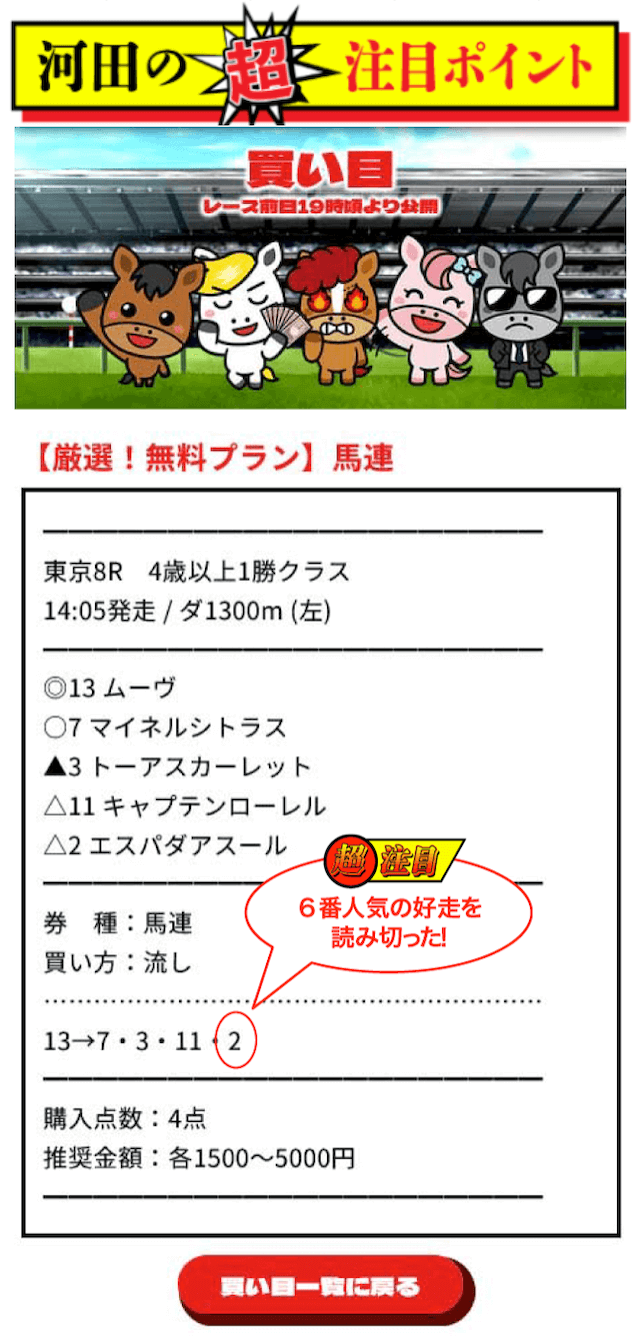 ウマっちウマっち2023年5月6日東京8R河田ポイント