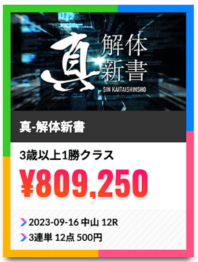 バクシス2023年9月16日中山12R的中実績