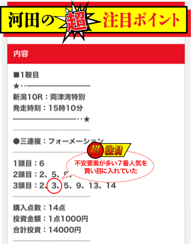 勝ち馬王国2023年9月3日新潟10R河田ポイント