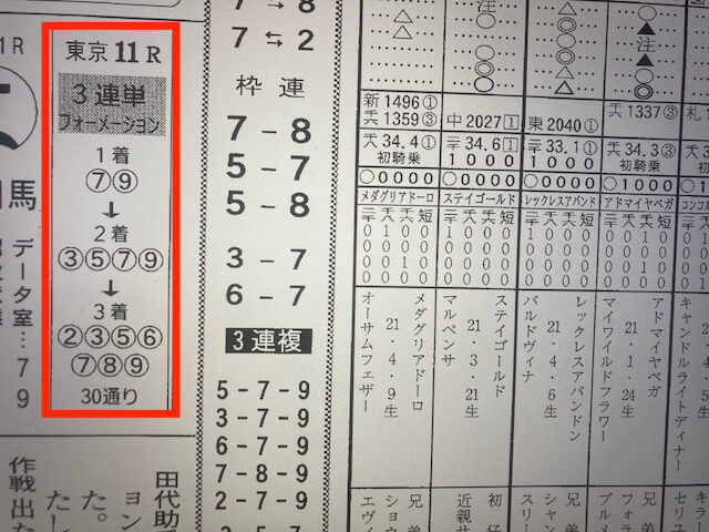 成金競馬道2023年11月18日東京11R競馬新聞予想