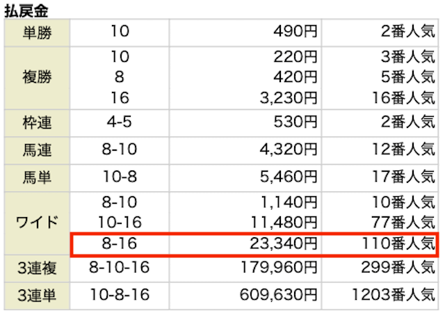 2024年8月31日中京4Rの結果