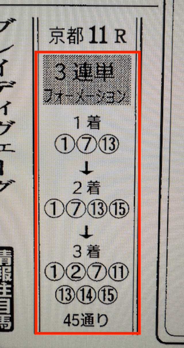 馬争の頂_20231112-京都11R_競馬新聞画像