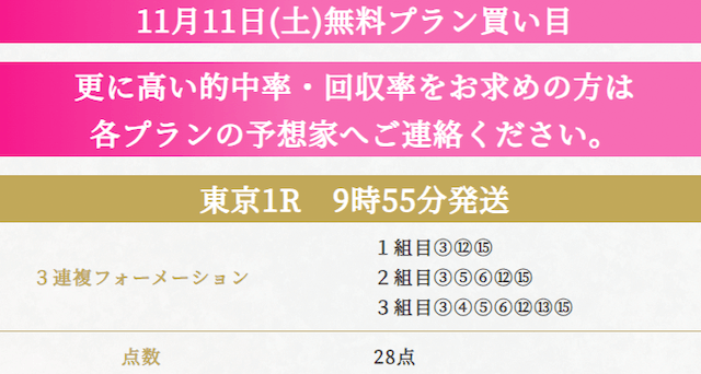 ハーレム競馬2023年11月11日の無料予想