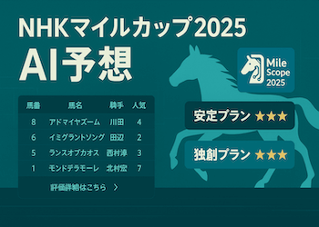 【NHKマイルカップAI予想】買い目・予想印・全頭評価・期待指数まで全てを公開！画像