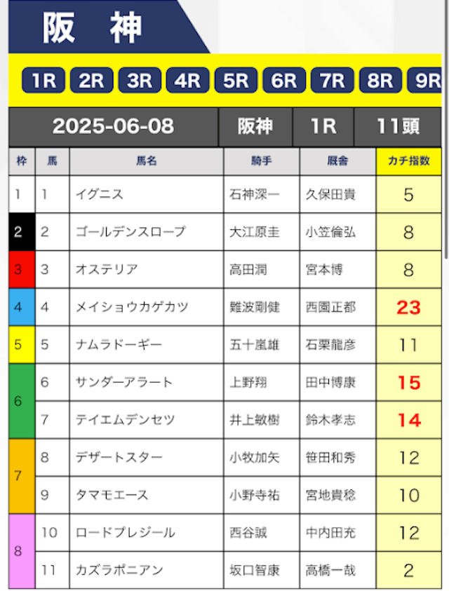 2025年6月10日のカチケンの無料予想