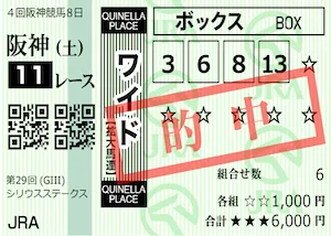 リスタート2025年9月27日・阪神11R・ワイド馬券