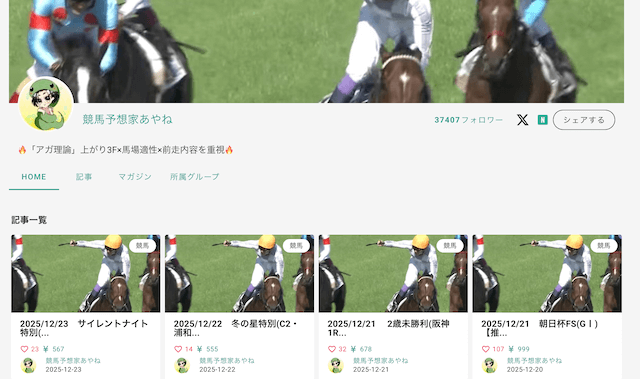 競馬予想家あやねのブッカーズコンテンツ画像