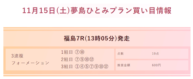 競馬クイーン有料予想2025年11月15日