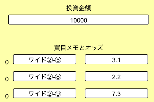 ラフィーネ法ツール買い目画像