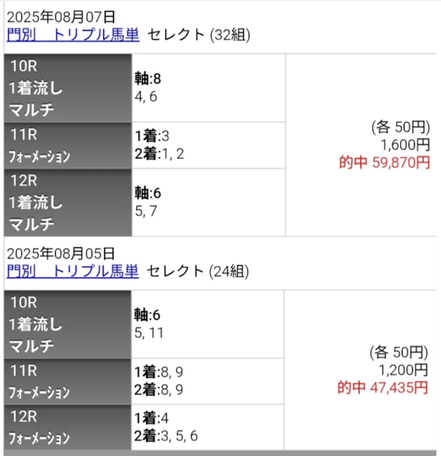 トリプル馬単当てた人まなえもん的中画像