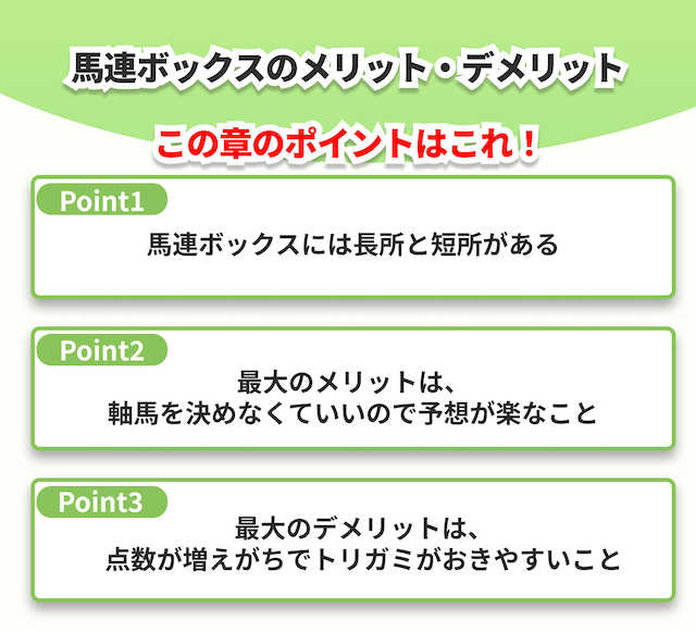 馬連ボックスのメリットデメリットポイント