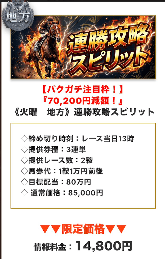 バクガチ有料予想割引