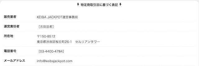 競馬ジャックポット_特商法
