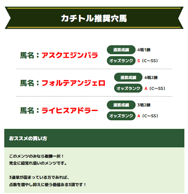 カチトル4月19日無料予想買い目画像