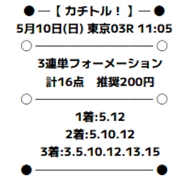 カチトルの有料予想2026年5月10日買い目画像