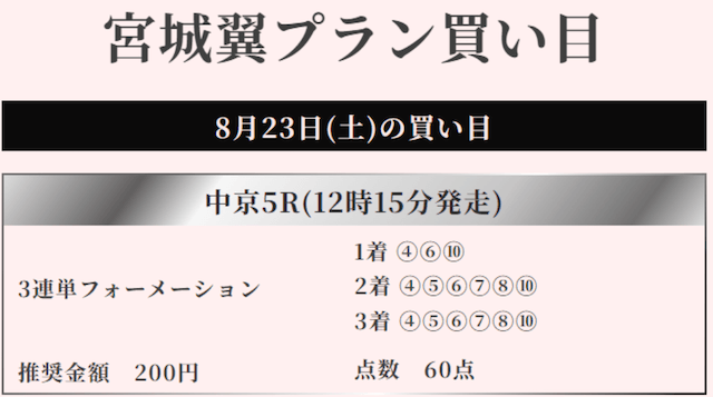 競馬リベンジャーズ8月23日有料予想買い目画像