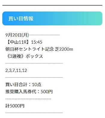 oyayubi競馬230920無料予想